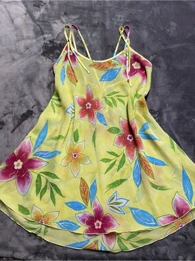 L.A Girls Yellow Floral Slip Dress with Spaghetti Straps